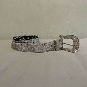 Silver Rhinestone Belt size large 46 inches